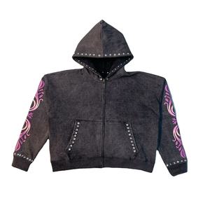 Sudadera con Capucha y Cremallera con Pedrería para Hombre, Diseño Nuevo, Estilo Casual, 100% Algodón, Corte Holgado, Ecológica - Product Image 2