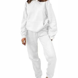 Ensembles de survêtement à capuche pour femmes de qualité supérieure lourd 100% coton solide imprimé vêtements pantalon grande taille caractéristiques pour l'hiver - Product Image 4