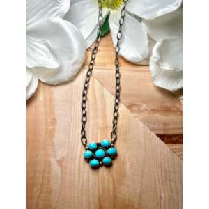 Kingman Turquoise & Sterling Silver Necklace Navajo-<b>Crafted</b> Cultural Collectible Jewelry One-of-a-Kind Piece - Product Image 1