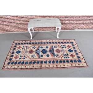Turkish 0.3x6 ft Rug, <b>Runner</b> Vintage Rug, Blue <b>Red</b> Persian Rug - Product Image 3