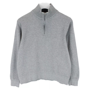 Breathable Sweatshirts For <b>Men's</b> Gray Color 3/4 <b>Quarter</b> <b>Zip</b> Stand Collar Plus Size Pullover <b>Fleece</b> Sweatshirt - Product Image 1