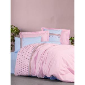 Tatum Blue Cotton Box Brode Ranforce Ensemble de housse de couette double élégant et élégant - Product Image 1