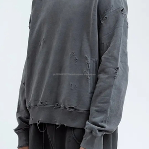 <b>Acid</b> Wash Hoodies Oversized Heavyweight 100% Cotton Vintage Streetwear Men Custom <b>Drop</b> Shoulder Distressed Print Hoodies - Product Image 6