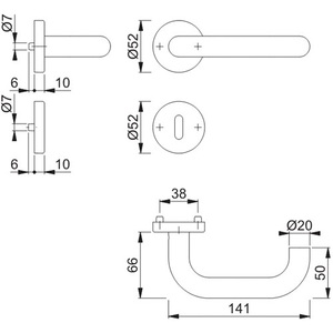 Juego de Rosetas de Acero Inoxidable Paris E138/42H/42HKVS F69 en Forma de U OB DIN Izquierda/Derecha D/D HOPPE - Product Image 4