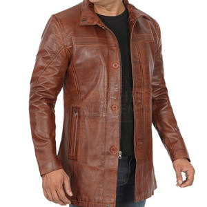 Manteau en cuir pour homme coupe classique, fabriqué avec un matériau doux et résistant, offrant un port chaud et confortable pour le style urbain hivernal - Product Image 4