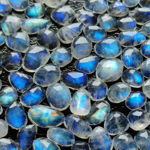 Pierre de lune de feu bleu naturel de haute qualité lâche forme ronde pierre précieuse indienne 6mm-12mm dos plat pierre précieuse véritable Lot de pierre - Product Image 1