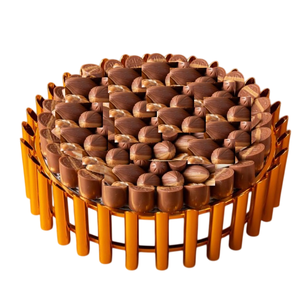 Bol de service moderne de luxe en métal doré de qualité supérieure, accents de feuilles, support, passe au lave-vaisselle, fait à la main, durable pour les bonbons, les noix - Product Image 3