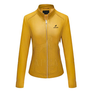 High Quality Custom Color Women's Leather Jackets Long Sleeve Everyday Wear with Stand Collar Cotton Filling for Winter Season - Product Image 1