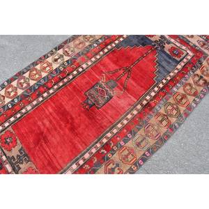พรมตุรกีโบราณสีแดง-เบจ4.3x7.8ฟุตพรมปูพื้นสไตล์โบฮีเมียนขนาดใหญ่10มม. ทำจากยางขนสัตว์สำหรับตกแต่งห้อง - Product Image 5