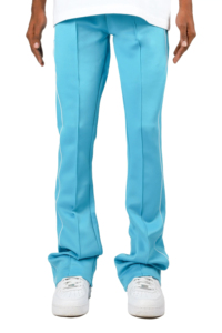 Men's Blue Track Pants With White Side Stripes <b>Elastic</b> Waist Casual Joggers Midweight Polyester Breathable Spring Wear - Product Image 3