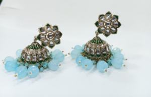 Top mode à la mode goutte d'eau cloche Jhumka boucles d'oreilles indien Kundan traditionnel pour dames ensemble de boucles d'oreilles pour les femmes - Product Image 2