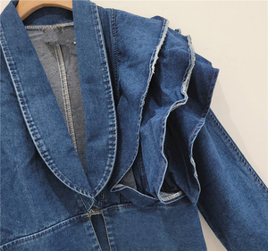 แจ็คเก็ตยีนส์แต่งระบายสำหรับผู้หญิงเสื้อโค้ทสั้นผิดปกติสำหรับฤดูใบไม้ร่วงฤดูหนาว - Product Image 3