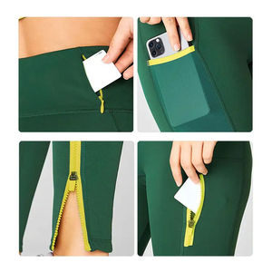 Leggings verts de meilleure qualité pour femmes taille moyenne respirante avec poches zippées nouvelle mode en gros - Product Image 6