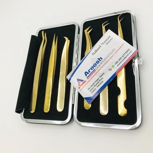 Pince à épiler pour extensions de cils en acier inoxydable plaqué or, haute qualité, à pointe fine, durable - Product Image 4