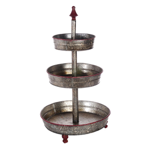 Support de service à 3 niveaux galvanisé avec garniture en cuivre Plateau à étages en métal pour gâteau Dessert Décoration de ferme Affichage d'événements - Product Image 2