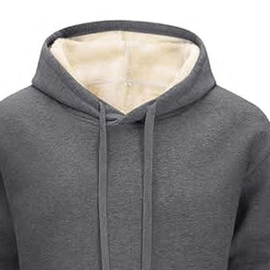 Men <b>Thick</b> <b>Fleece</b> Embroidered Beaded Hooded Pullover Hoodie Solid Design 100% Cotton Winter Warm - Product Image 4