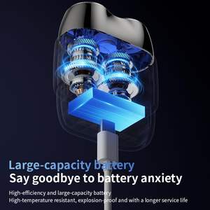 Afeitadora Eléctrica Portátil Plateada para Hombre, Doble Anillo, Doble Cuchilla, Lavable, Afeitado en Seco y Húmedo, Mini Afeitadora Impermeable - Product Image 4