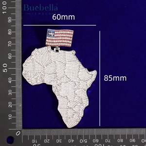 Impresionante 925 Plata Hip Hop Moissanite diamante colgante Iced out África mapa EE. UU. Bandera encanto Bling joyería regalo para él - Product Image 4