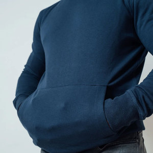 Sudadera con Capucha Extra Grande para Hombre, Color Azul Marino Sólido, Personalizada con Etiqueta Privada, 100% Algodón, Sin Cordón, 500 GSM, OEM ODM - Product Image 4