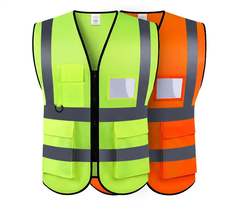 Op Maat Gemaakte Beveiliging Blauw Veiligheidsvest Oranje Constructie Hoge Zichtbaarheid Werkkleding Hi-Vis Werkkleding Reflecterend Veiligheidsvest