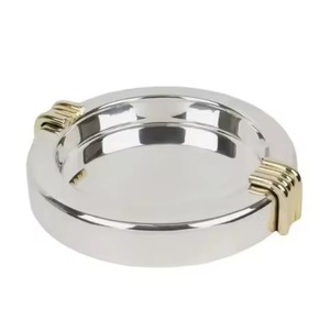 Cendrier en laiton avec couvercle en bambou, cendriers décoratifs, décoration de table pour la maison et le bureau, cendriers dorés - Product Image 6