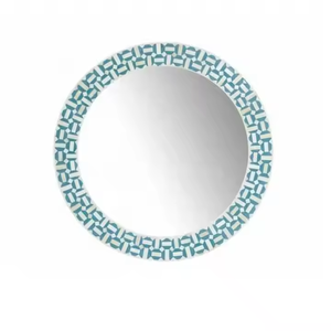 Marco de Espejo Redondo con Incrustaciones de Hueso Hecho a Mano, Moderno y Ecológico de Alta Calidad para Decoración del Hogar por Crescent Crafts - Product Image 6