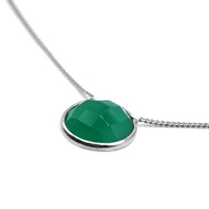 Collier en argent sterling 925 de meilleure qualité avec motif géométrique belle pierre précieuse d'onyx vert bijoux de mariage cadeau pour les femmes - Product Image 1