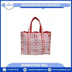 กระเป๋าผ้าบุนวมผ้าฝ้ายนุ่มพิมพ์ลายบล็อกมือสำหรับใช้ตอนเย็น - Product Image 2