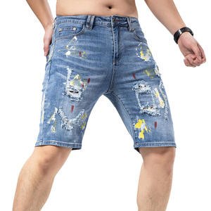 Ripped <b>Jeans</b> Shorts Casual Style for Everyday Wear Trendy Distressed <b>Jeans</b> Shorts with Washed Vintage Look - Product Image 1