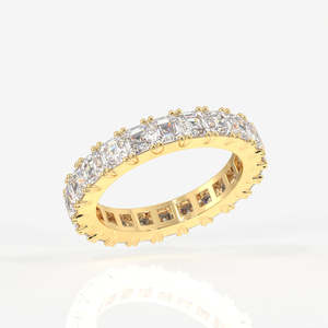 Anillo de Eternidad con Diamantes Moissanite Corte Asscher en Oro de 9K, Lujoso y Duradero - Product Image 2