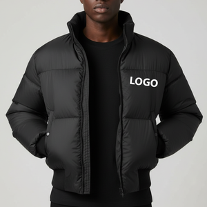 OEM Winter Custom Design <b>Padded</b> Puffer Bomber <b>Jacket</b> Men Zipper Oversized Stand <b>Waterproof</b> Windproof Quilted Bubble Front Coat - Product Image 4