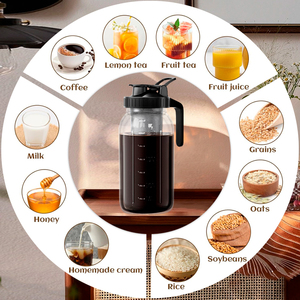 2 Quart 64OZ lebar mulut anti bocor kaca Mason Jar Pitcher Jug dengan tutup Filter wadah tugas berat untuk air teh es kopi - Product Image 4