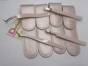 Nude Beij Pince à cils Logo privé Acier inoxydable C Pince à épiler à extension de cils coudée semi incurvée pour cils. - Product Image 2