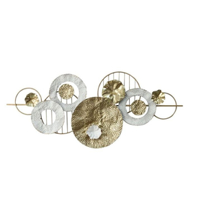 Décoration murale fabuleuse en cercles de métal et de rotin tressé, inspirée de la nature, pour la maison et le bureau, à prix abordable - Product Image 2