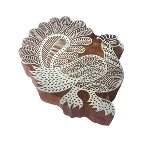 บล็อกแสตมป์ไม้ลายนกยูงที่สวยงามสำหรับพิมพ์ขนาดใหญ่ผลิตภัณฑ์1ชิ้น - Product Image 1