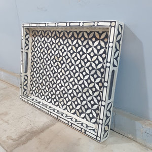 Plateau de service Art Déco de luxe fait main avec incrustations en os, décoration artisanale pour la maison, cadeau de mariage, centre de table pour table basse, vase de table durable - Product Image 2