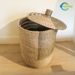 Cesta de lavandería de hierba marina vietnamita versátil, cesta de lavandería de alta calidad hecha a mano para decoración del hogar, personalización de muchos tamaños - Product Image 6