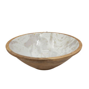 ชามชามไม้มะม่วงทรงกลมชามก๋วยเตี๋ยวเคลือบสีธรรมชาติสำหรับตกแต่งห้องครัวและท็อปโต๊ะ - Product Image 1