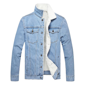 Chaqueta Vaquera Personalizada para Hombre - 100% Algodón, Resistente al Viento, Transpirable, Antibacteriana, Forro de Lana Ecológico, Cuello Alto, Lavado Ácido, Invierno - Product Image 1