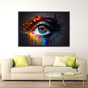 Impression d'œil abstrait moderne sur toile : Œuvre d'art élégante pour la décoration intérieure, TOILE ENCARTÉCHÉE NOIRE - Product Image 1