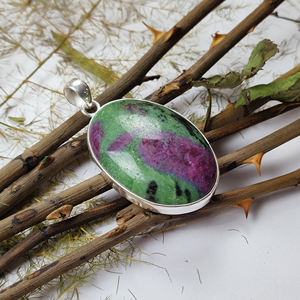 925S Pendentif-Rubis Zoisite Gemstone Ovale Lunette Collet Pendentif-Bijoux en Gros - Product Image 3