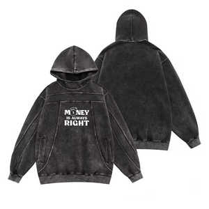 Sweat à capuche pour hommes 100% coton délavé à l'acide Design unique Meilleure vente Vêtements décontractés épais chaud respirant Sweat-shirt brodé - Product Image 1