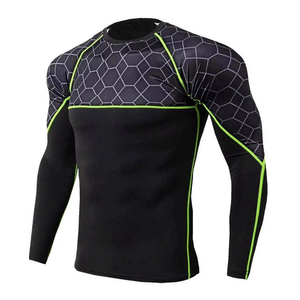 Rashguard professionnel extensible à manches courtes respirant avec logo frontal pour entraînement MMA et Jiu Jitsu pour hommes - Product Image 1