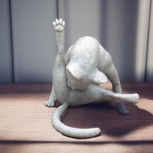 รูปปั้นแมวเลียแมวทำมือโลหะแข็งสำหรับการตกแต่งภายในหรือการตกแต่ง - Product Image 6