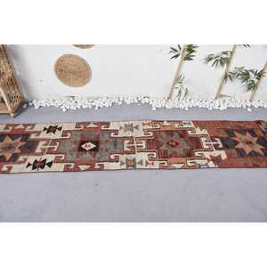 พรมขนสัตว์สีน้ำตาลและสีเบจสไตล์วินเทจขนาด210x970ซม. ดีไซน์การเย็บปะติดปะต่อกันทรงสี่เหลี่ยมสำหรับห้องนั่งเล่นหรือห้องนอนสำหรับวัยรุ่น - Product Image 3