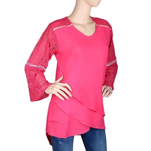 Women's Fancy Georgette <b>Top</b> - Pink - Product Image 1