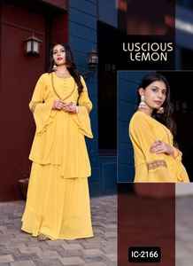 Indian Ethnic Designer Georgette Long Gowns <b>for</b> <b>Women</b> Full Flair with Heavy Handwork Ready-Made <b>Kurtis</b> in Full Sizes - Product Image 4