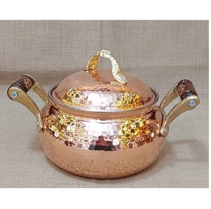 The QUALITY <b>COLLECTION</b> Luxury Roman Style High Quality Finished Copper Pot Round Serving Bowl with Lid Handle Tabletop Use - Product Image 5
