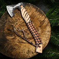 Hachas vikingas de alta calidad, mango grabado forjado a mano, hoja grabada de acero al carbono, hacha Tomahawk para acampar