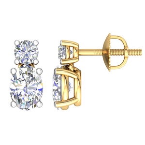 Pendientes de tuerca de diamante redondo cultivado en laboratorio con certificado IGI de oro macizo de 18 quilates, joyería exportadora India estándar para mujer - Product Image 1